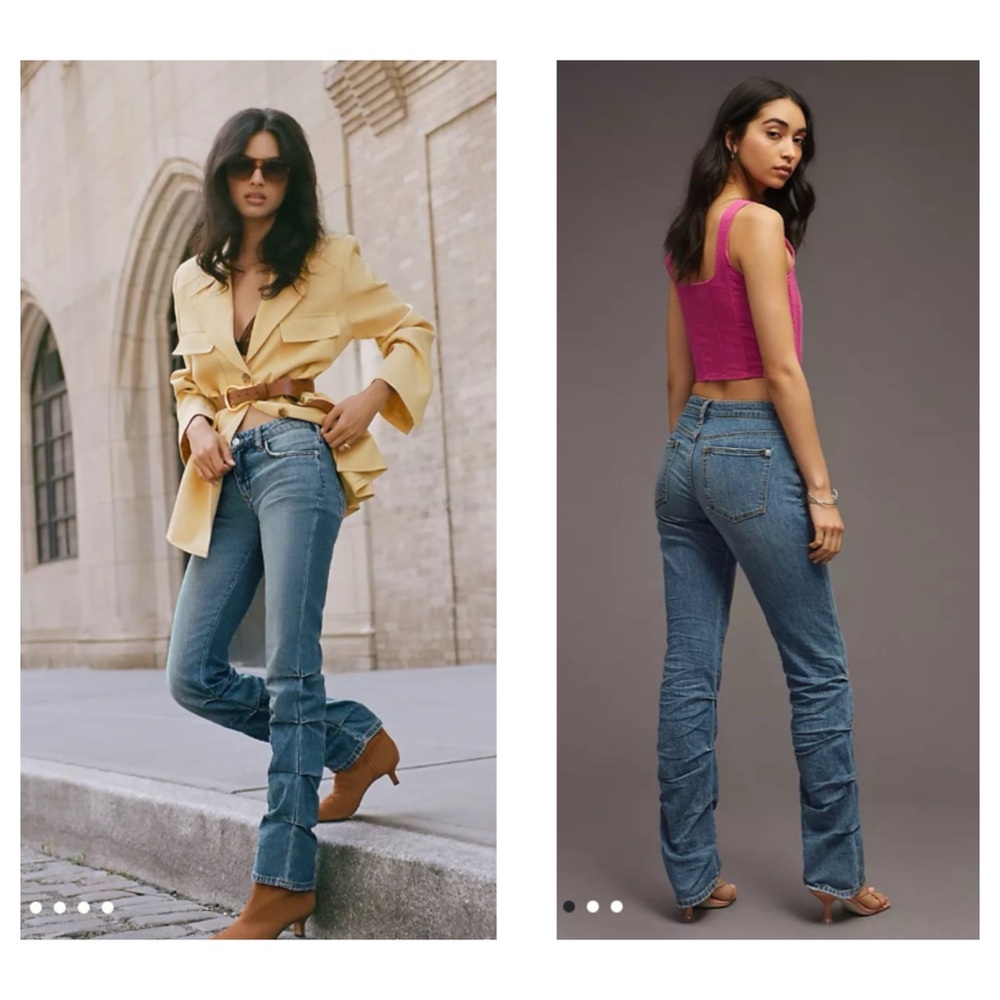 Anthropologie Pilcro Low Rise Ruched Boot Cut Denim Jeans 29